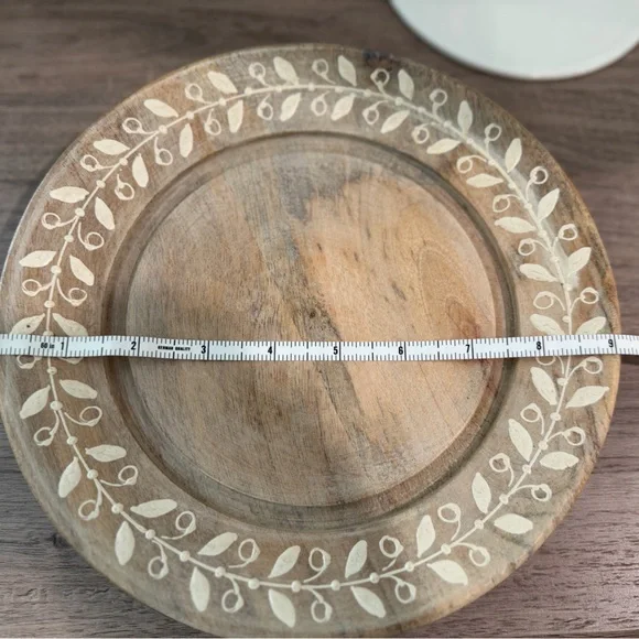 One of a Kind Glass Cloche Serving Tray with Wooden Base and Ceramic Plate - Picture 6 of 8